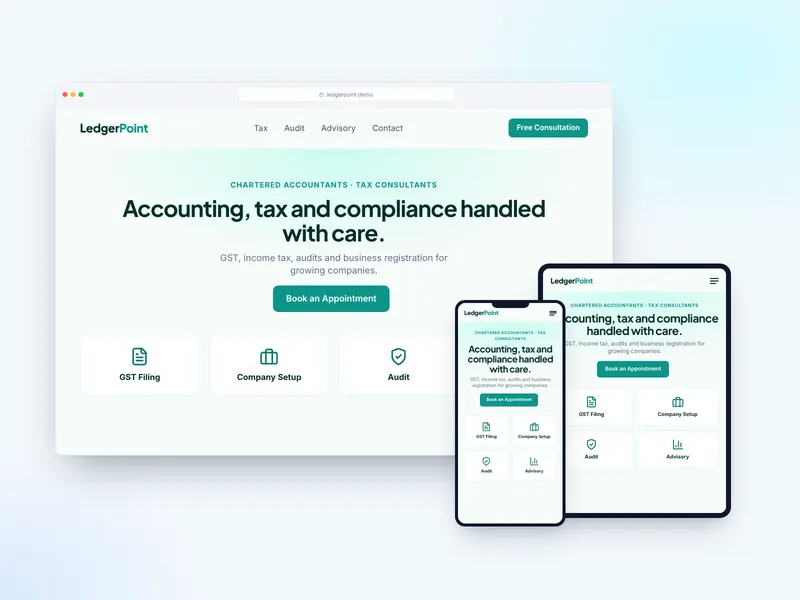 Professional Services Landing Page – Concept Design by FirstLineHelp